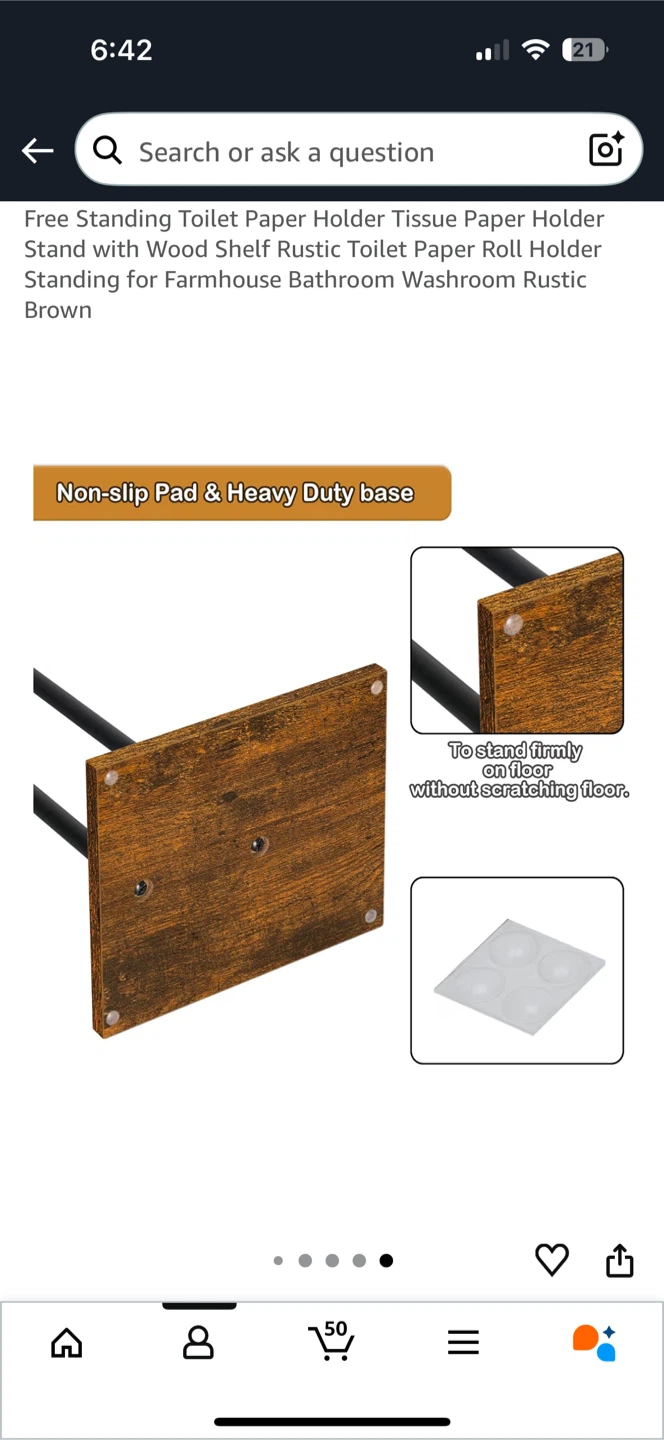 Toilet Paper Holder Stand with Wood Shelf - photo 2