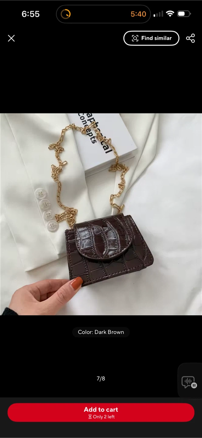 Brown Croc Embossed Mini Chain Bag - photo 5