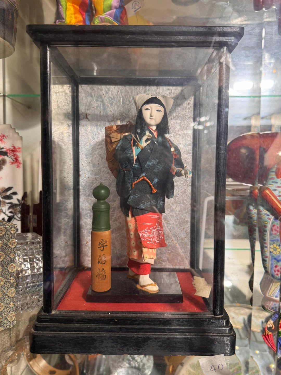 Japanese Kokeshi Doll in Glass Case 🥕