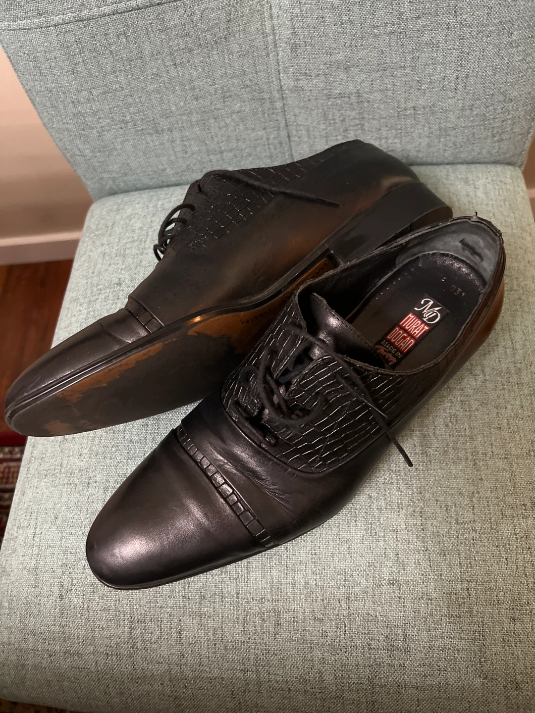 Murat Dogan Black Leather Dress Shoes - photo 2