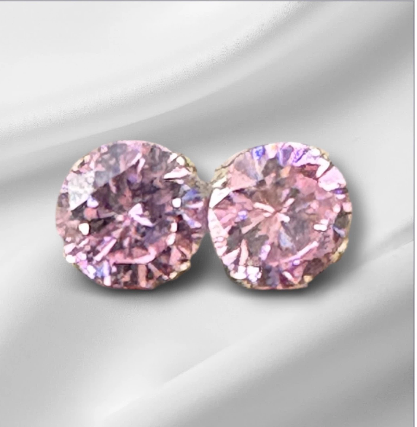 1ct Sterling Silver and Pink CZ Stud Earrings