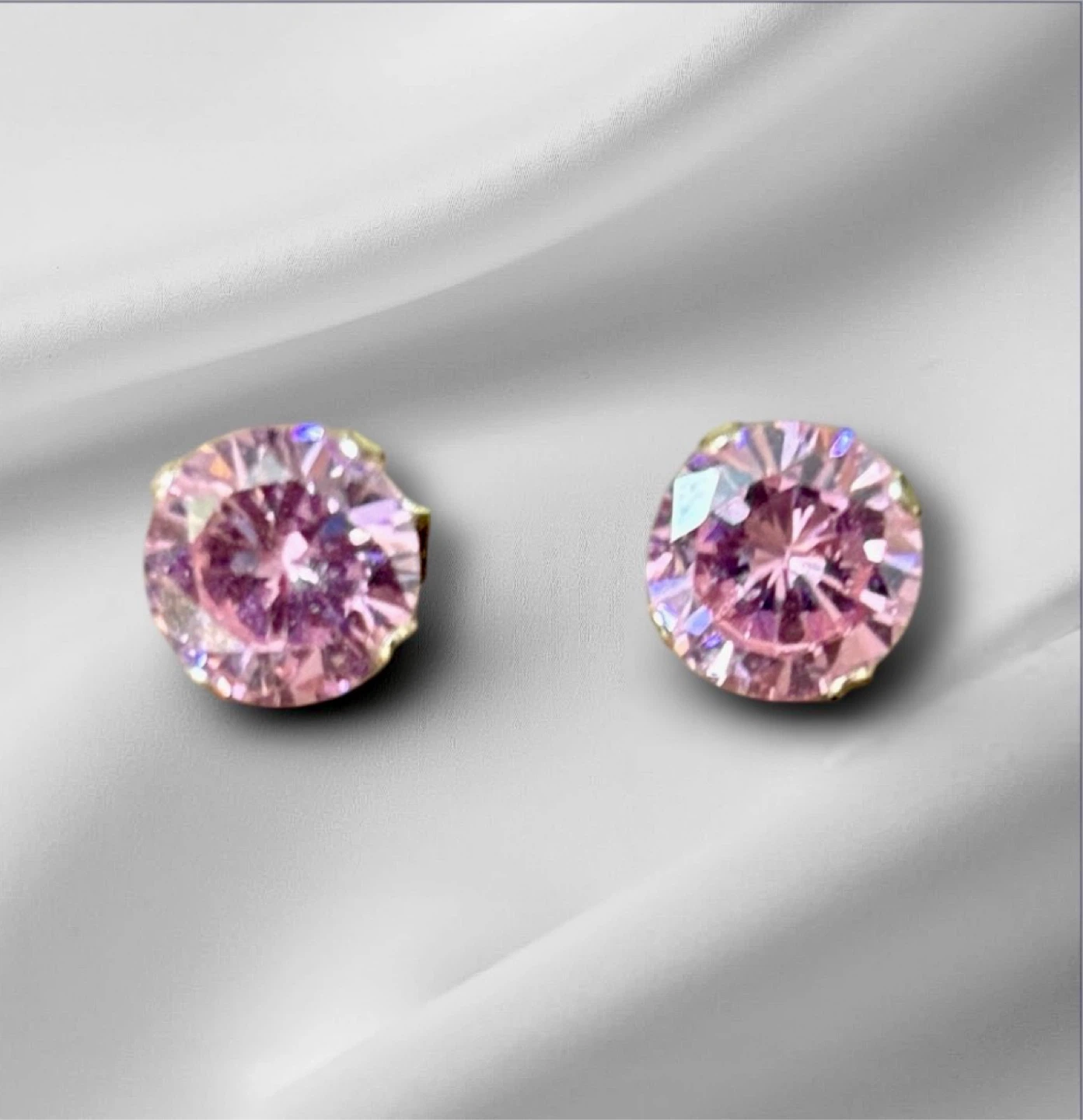 1ct Sterling Silver and Pink CZ Stud Earrings - photo 3