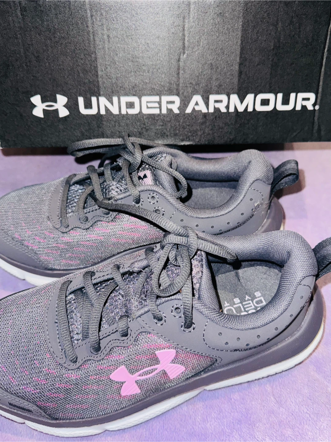 Under Armour Charged Assert 9 Grey/Pink Shoes size 6 - photo 3