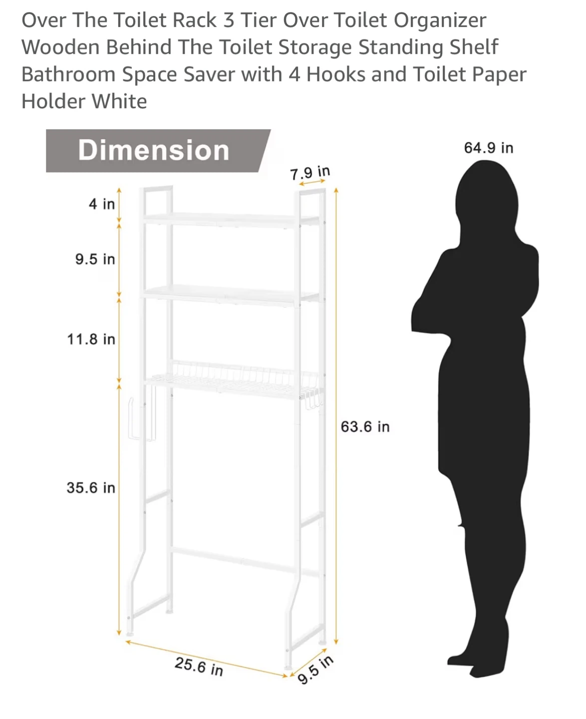 Over The Toilet Rack 3 Tier Organizer - photo 2