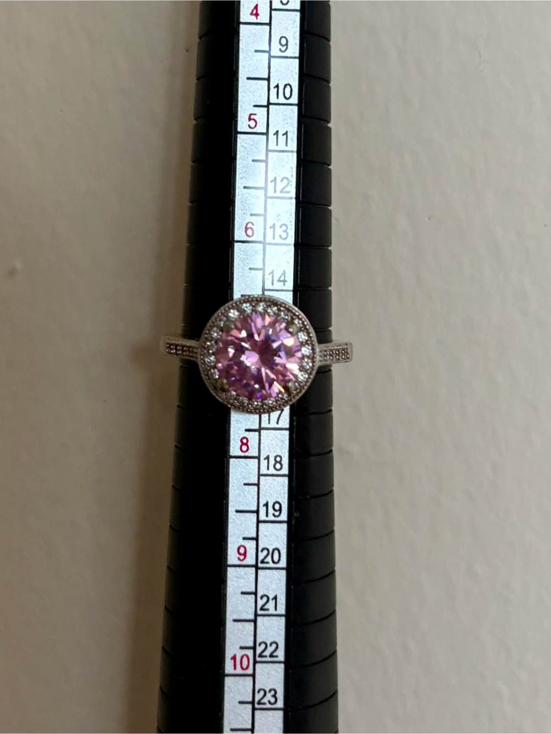 Sterling Silver Pink Sapphire and CZ Halo Ring - photo 3