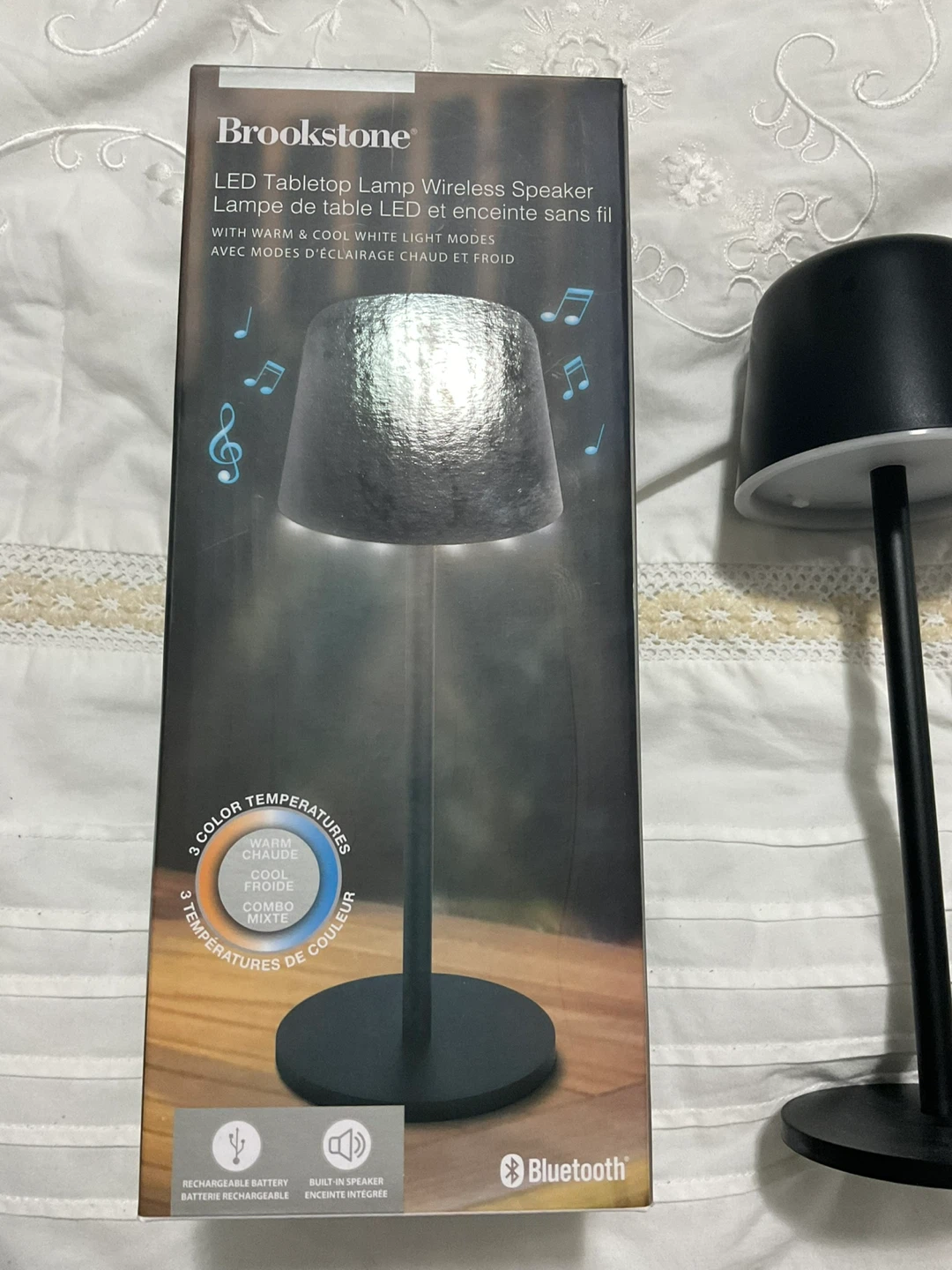 Brookstone LED Tabletop Lamp Wireless Speaker - photo 3