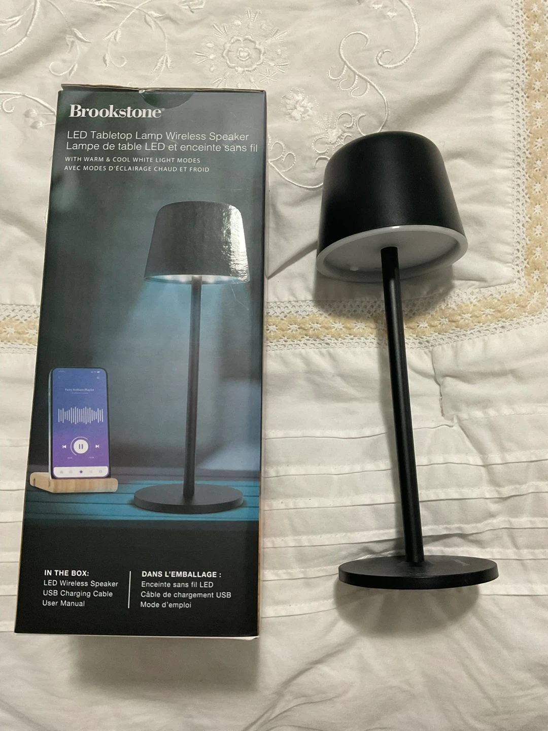 Brookstone LED Tabletop Lamp Wireless Speaker