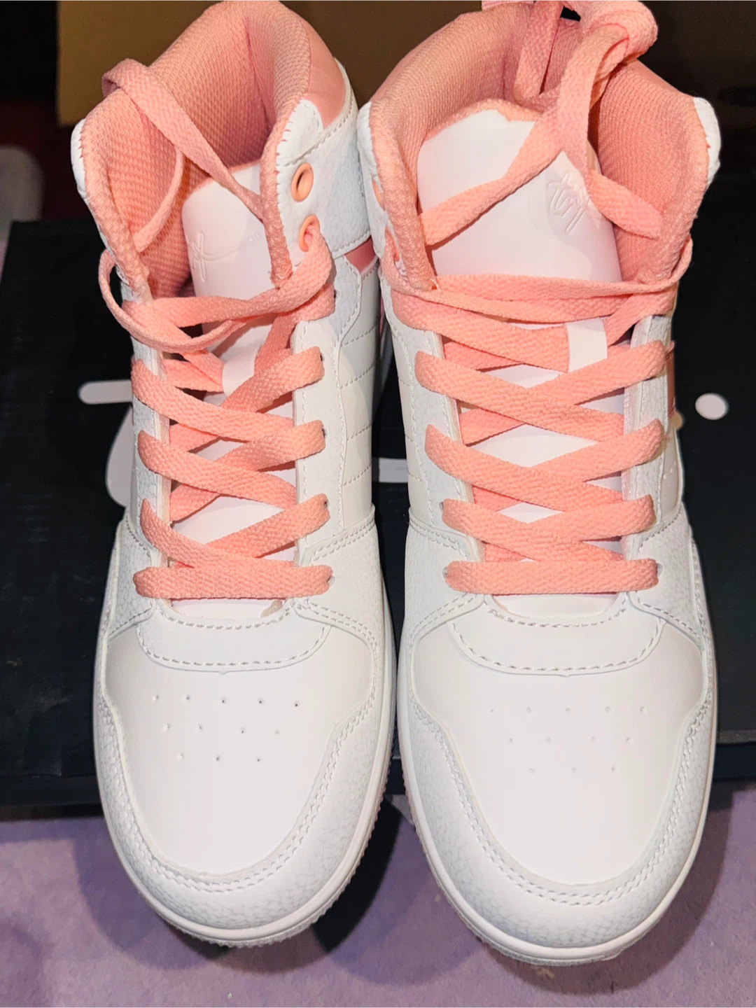 White & Pink High Top Sneakers size 4 kids - photo 2