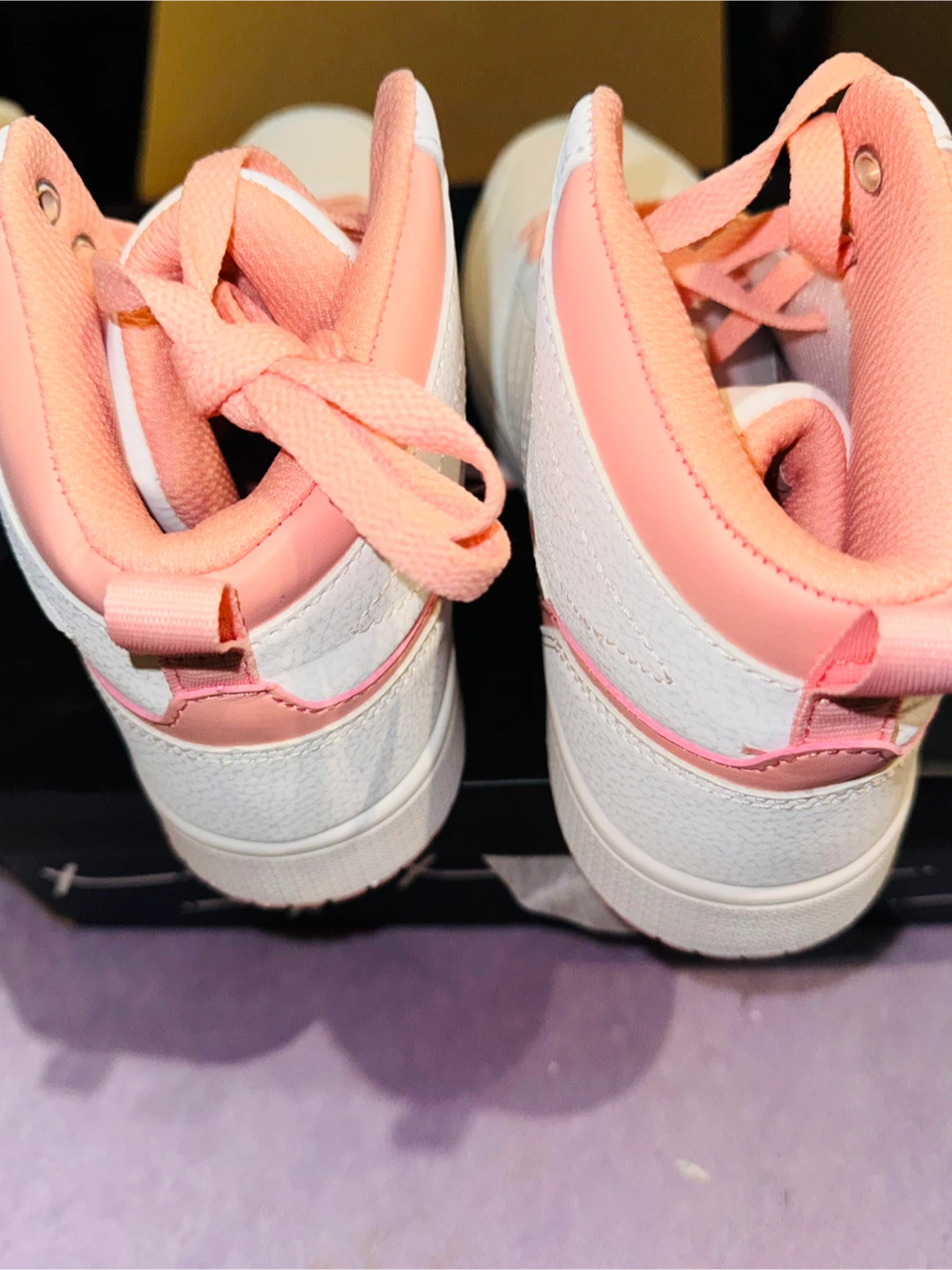 White & Pink High Top Sneakers size 4 kids - photo 5