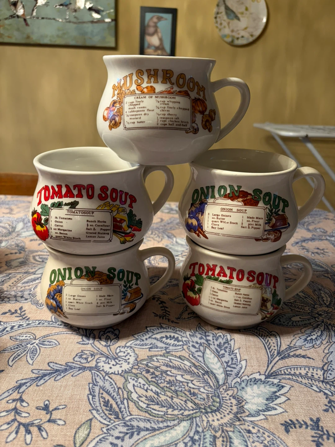 Vintage 1980’s recipe Soup Mugs (Set of 5)