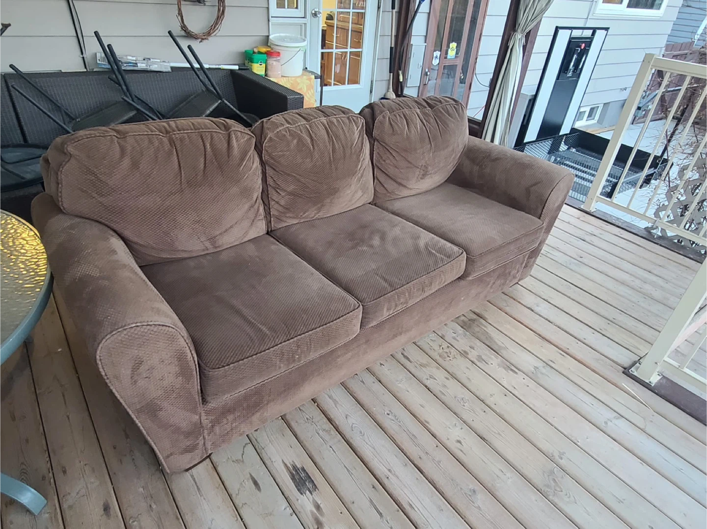 Brown Three-Seat Sofa
