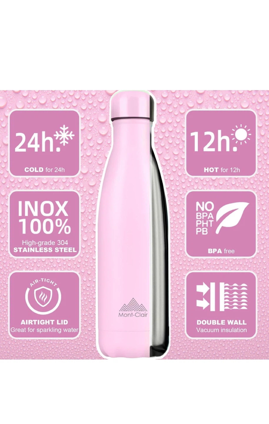 Mont-Clair Pink Water Bottle - 25 oz - photo 3