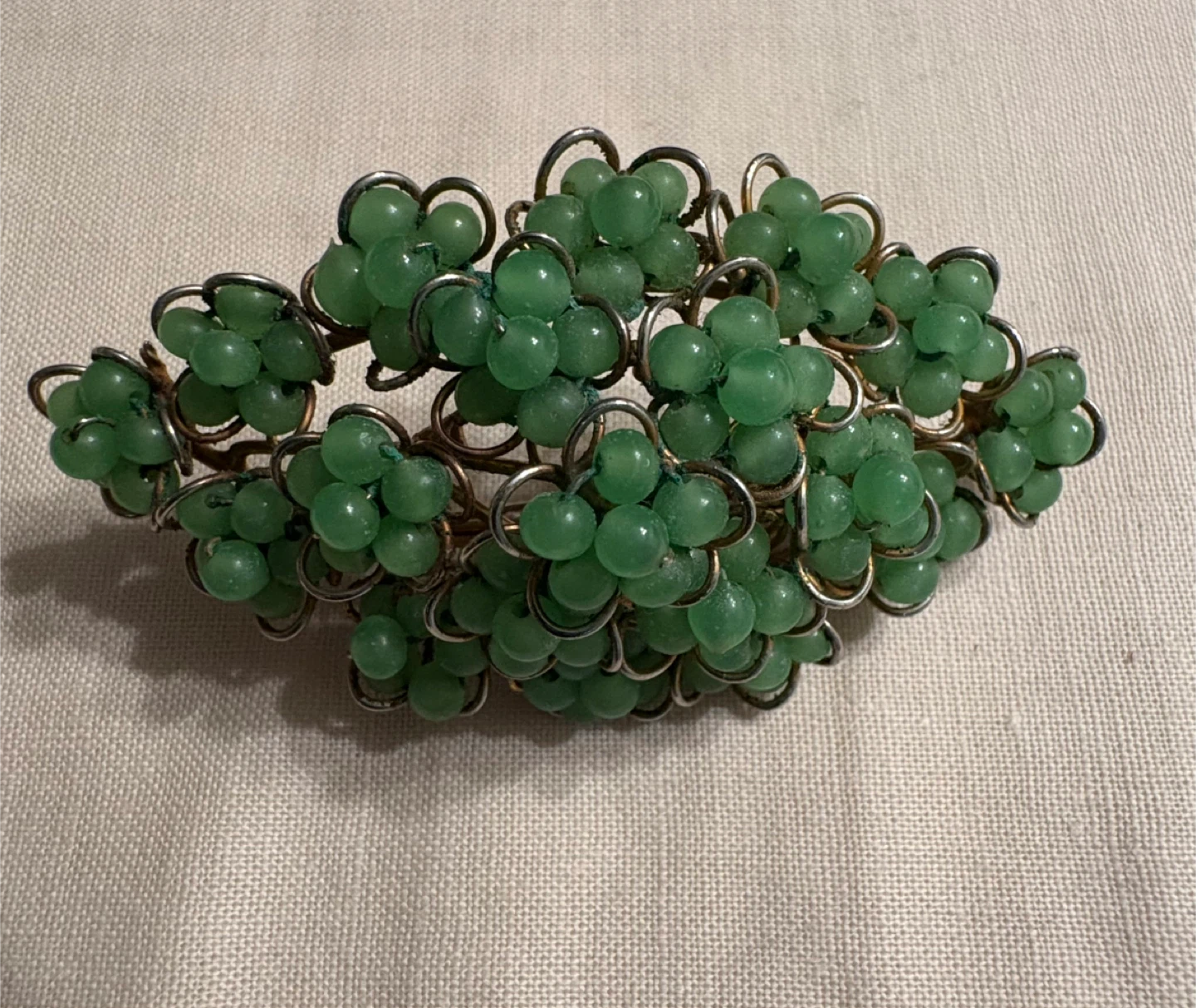 Vintage Green Beaded Brooch