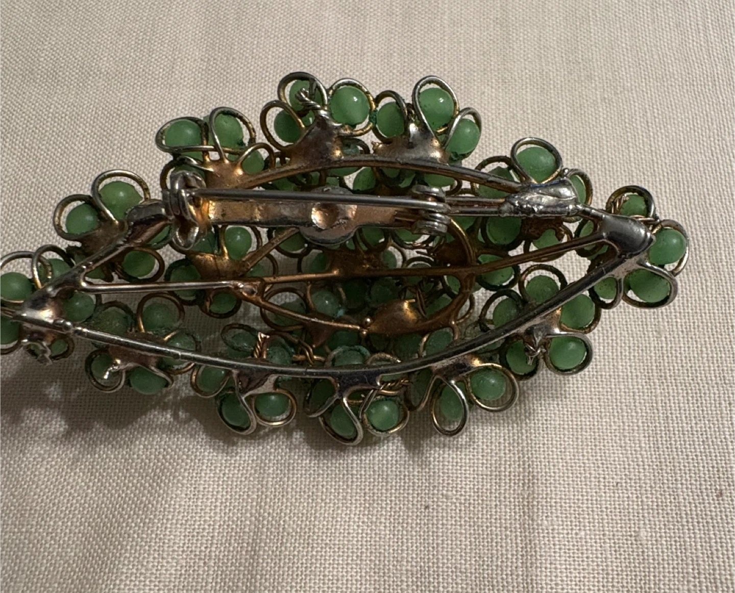 Vintage Green Beaded Brooch - photo 2