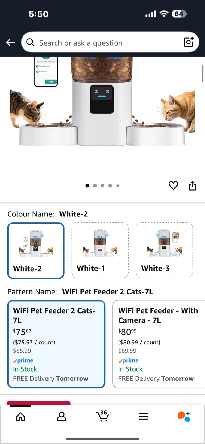 WiFi Pet Feeder 2 Cats - 7L