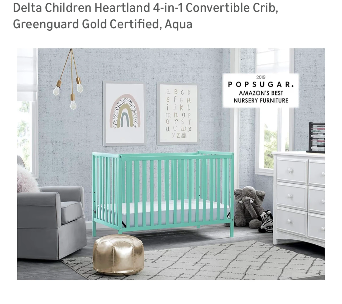 Delta Children Heartland 4-in-1 Convertible Crib - Aqua - photo 5