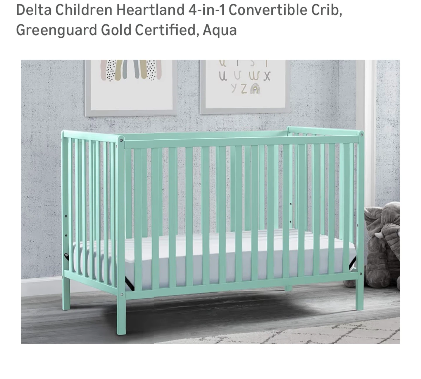 Delta Children Heartland 4-in-1 Convertible Crib - Aqua