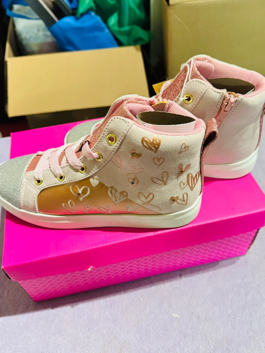 Girls' Pink High Top Sneakers - New in Box! Size 4 - photo 3