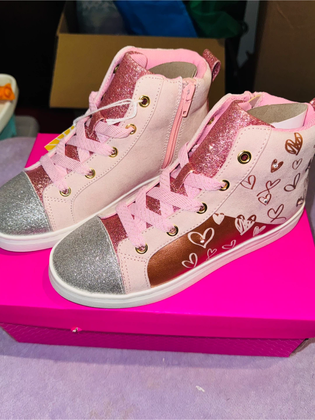 Girls' Pink High Top Sneakers - New in Box! Size 4