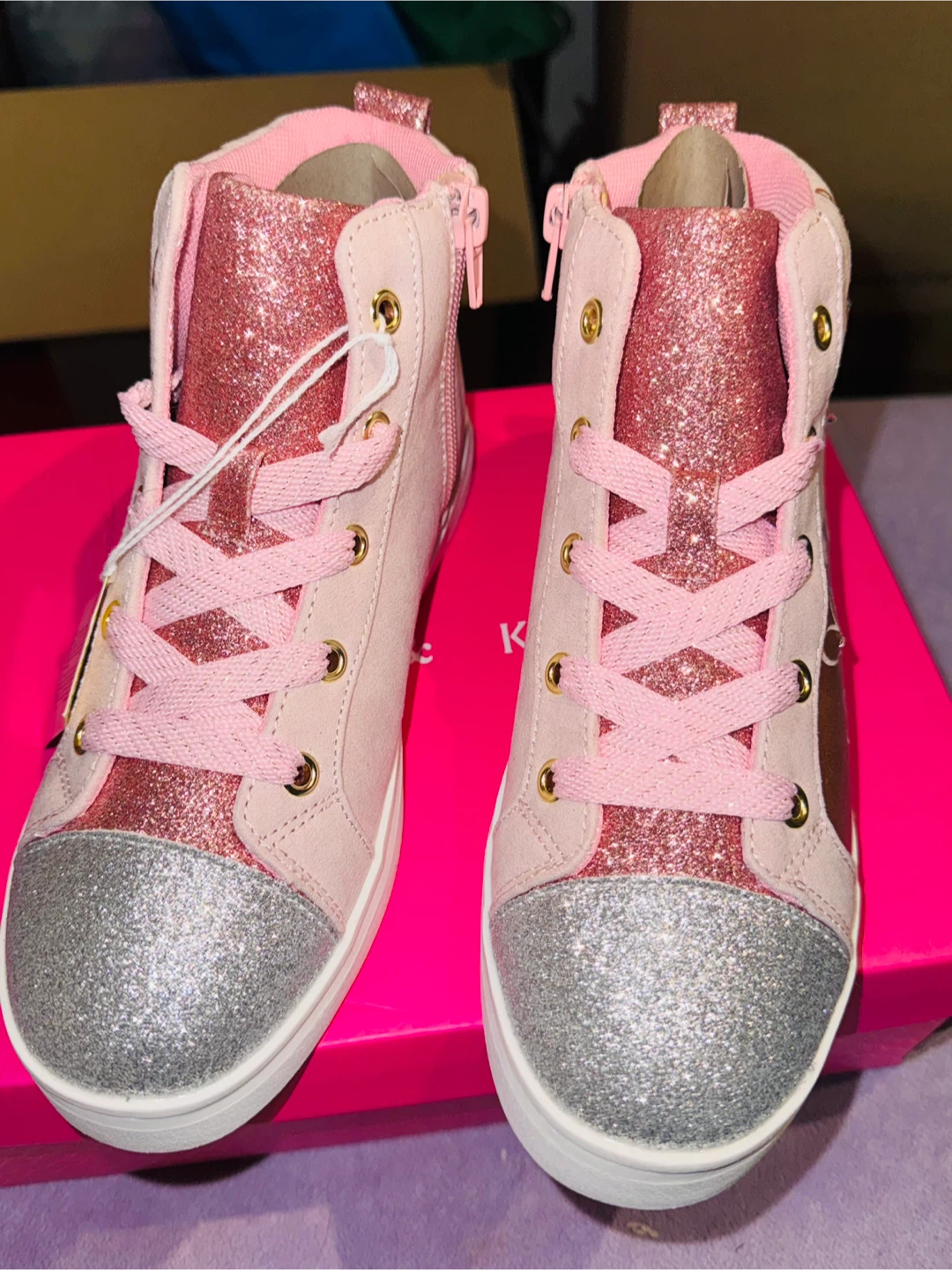 Girls' Pink High Top Sneakers - New in Box! Size 4 - photo 2