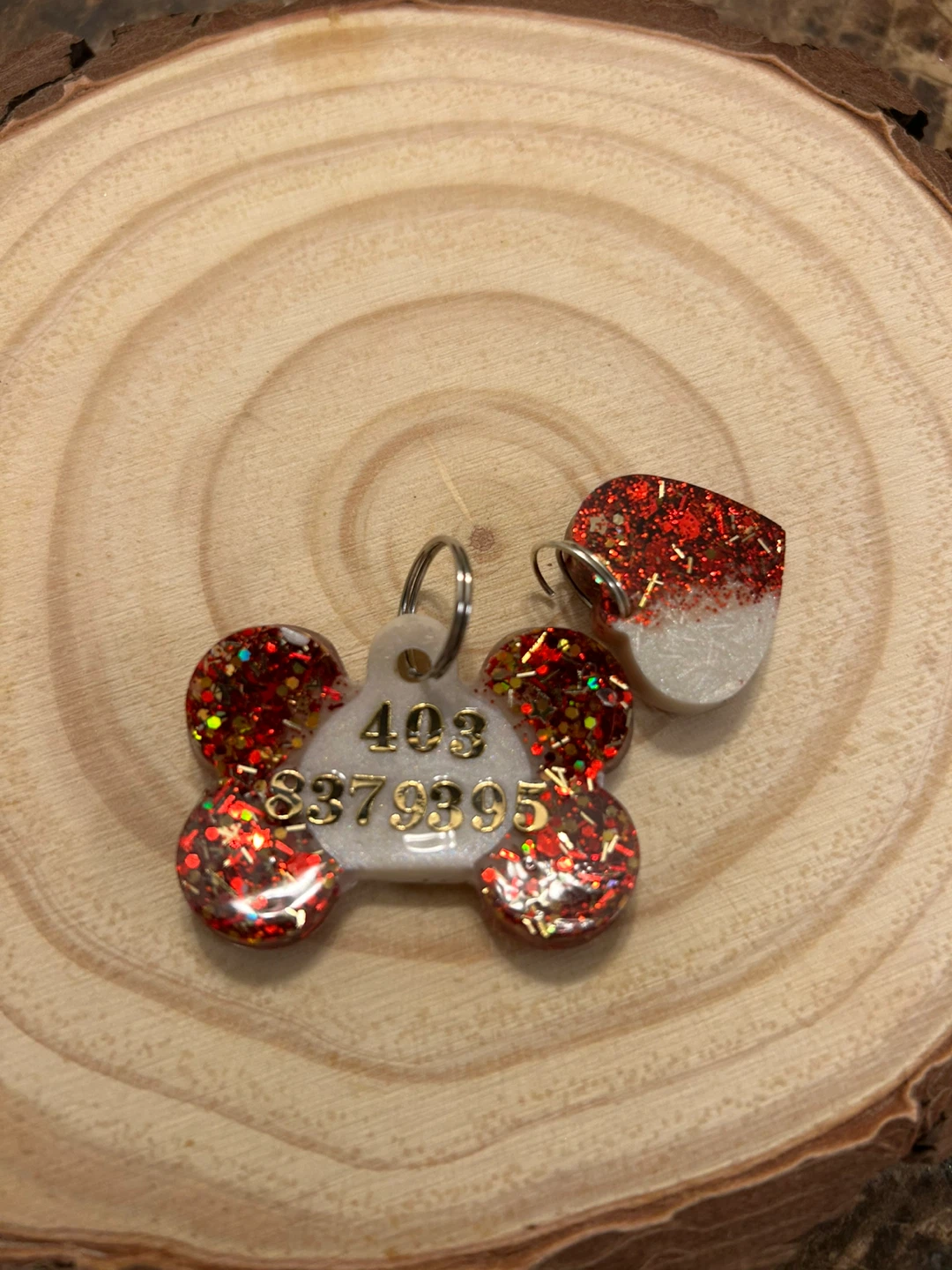 Custom Pet ID Tag - Red Glitter - photo 2