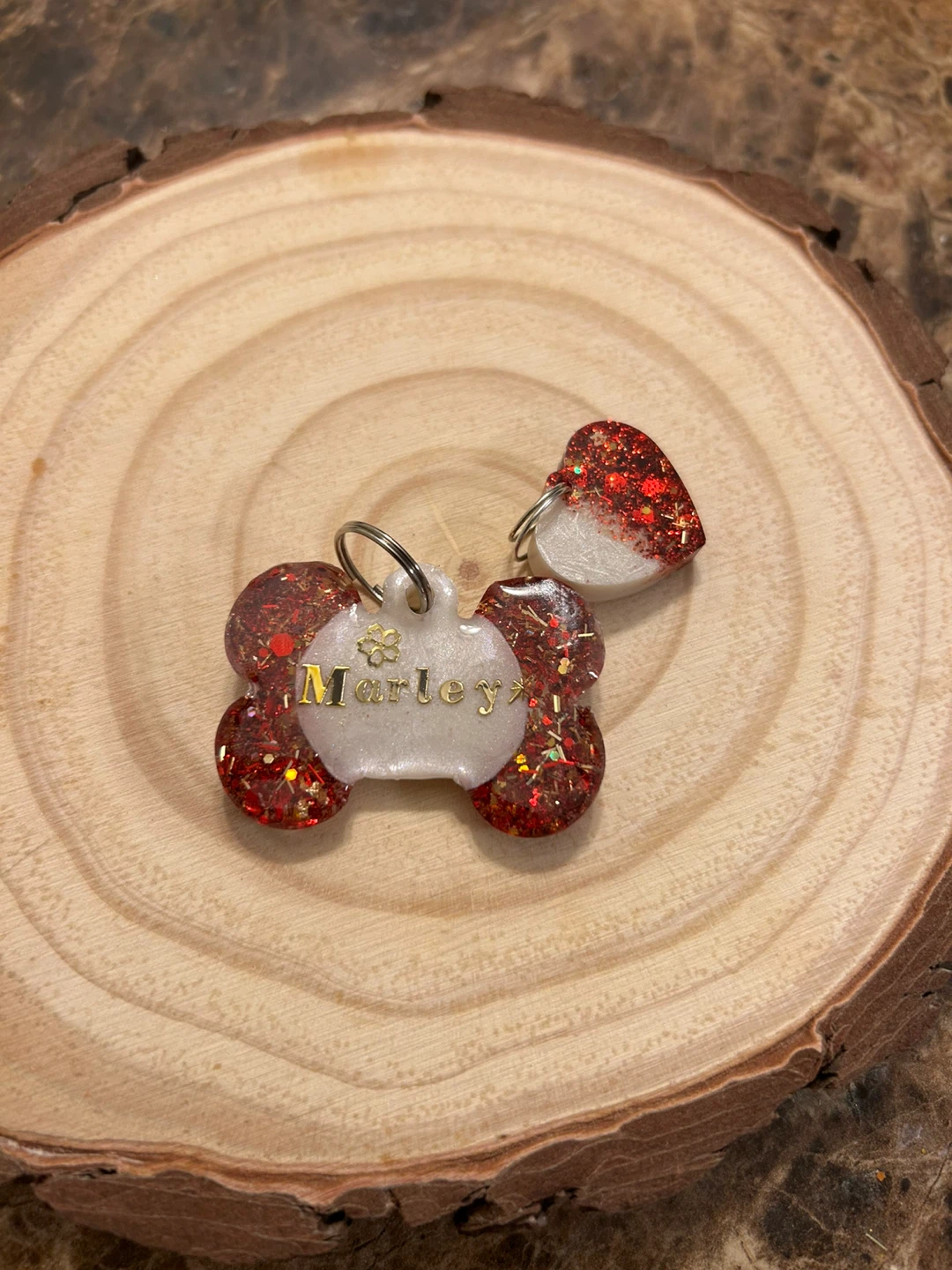Custom Pet ID Tag - Red Glitter