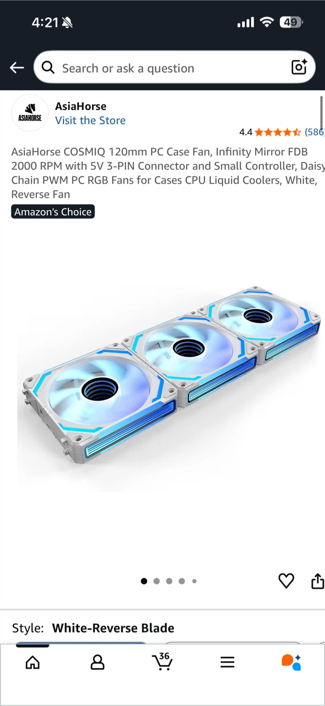 Asiahorse Cosmiq 120mm PC Case Fan - White - photo 5