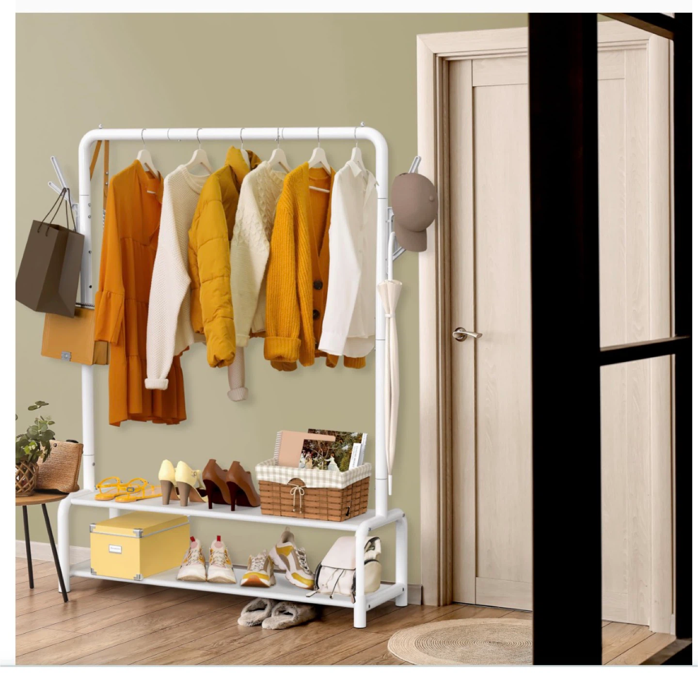 Garment Rack + Shelves & Hooks