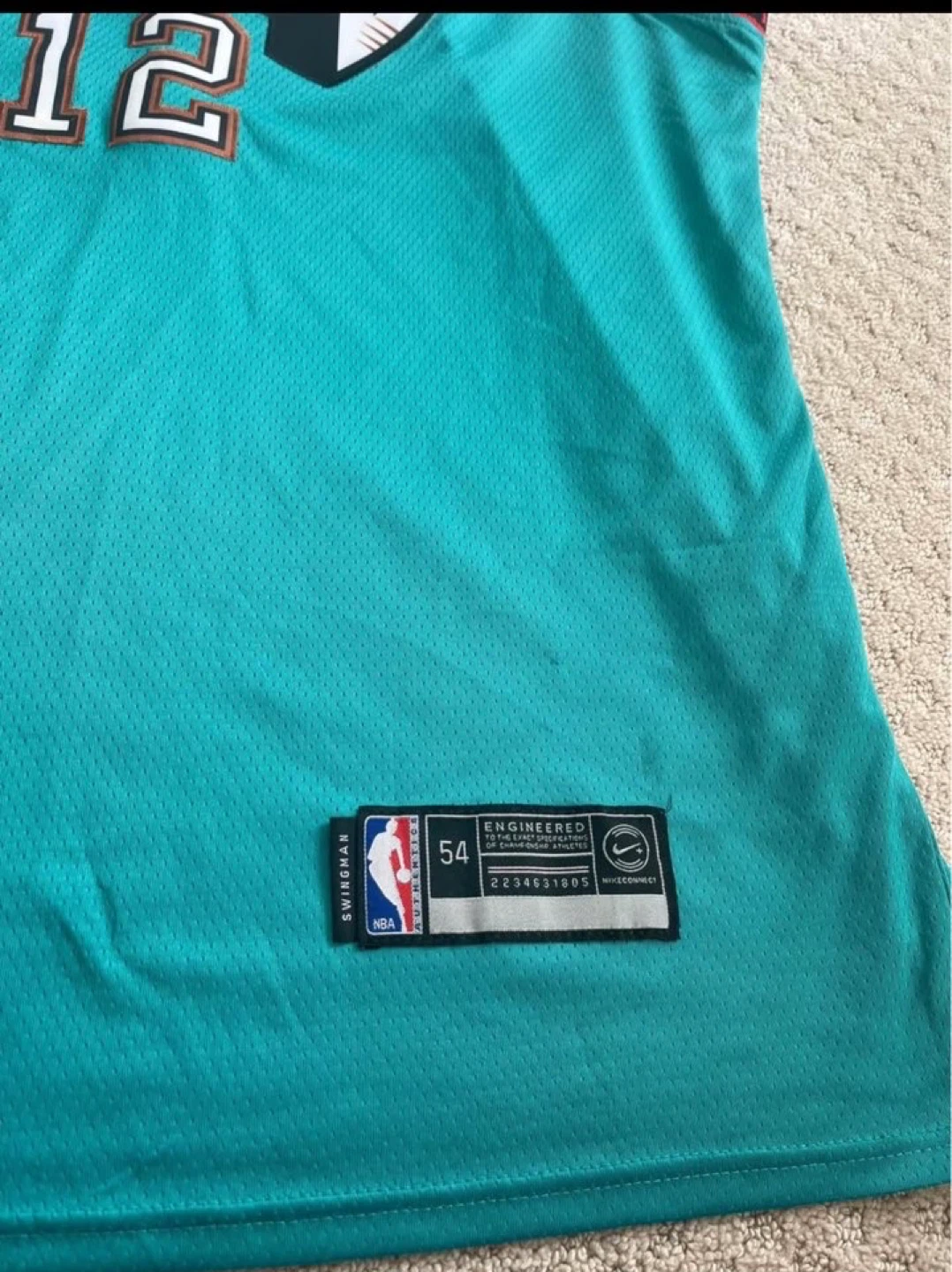 Nike Vancouver Grizzlies Morant #12 Jersey Size 54 - photo 2