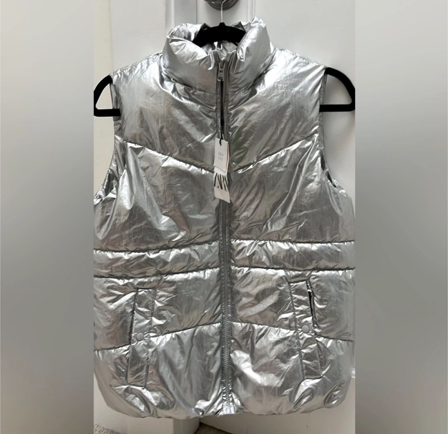 Zara Kids Silver Puffer Vest - Size 11-12
