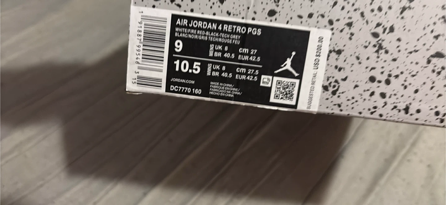 Air Jordan 4 Retro PGS White/Red, Size 9 - photo 3