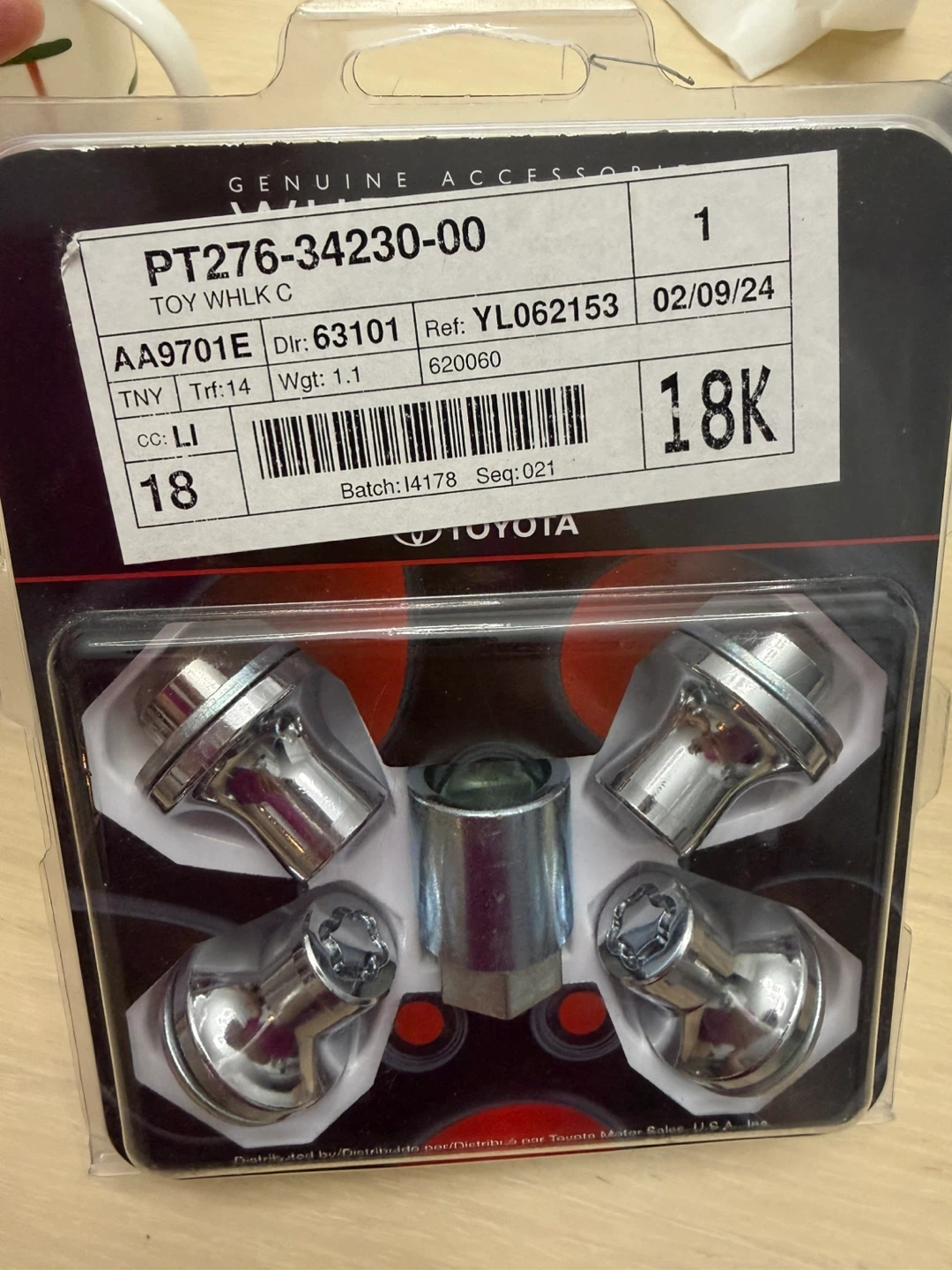 Toyota PT276-34230-00 Wheel Locks