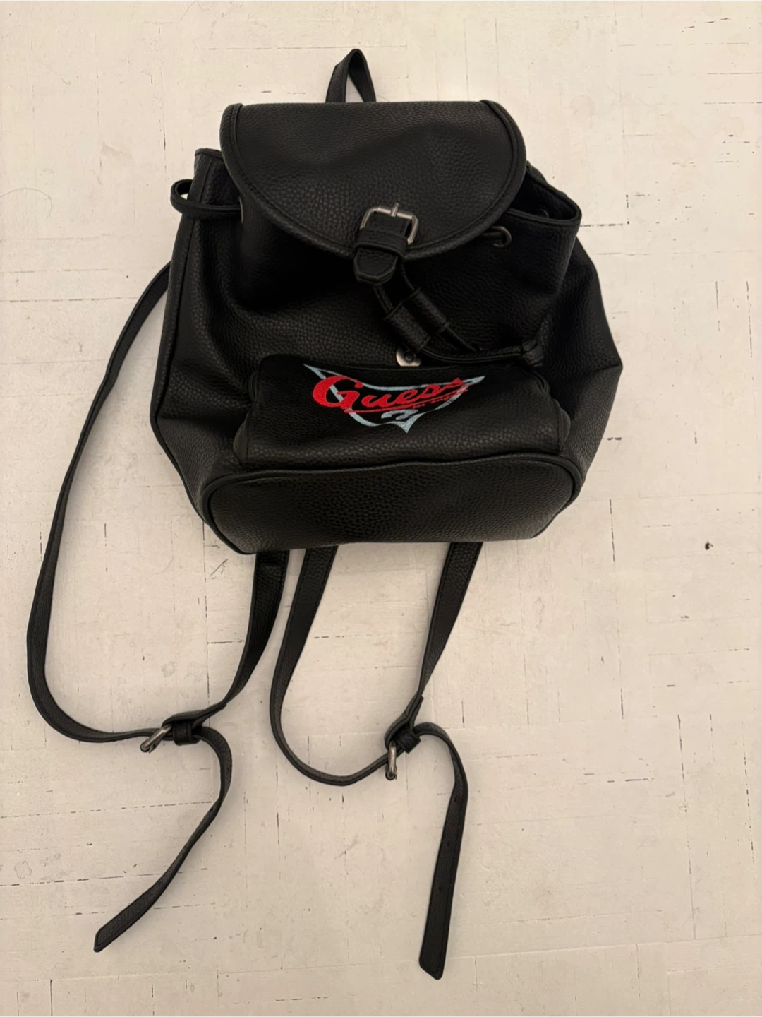Guess Black Leather Mini Backpack