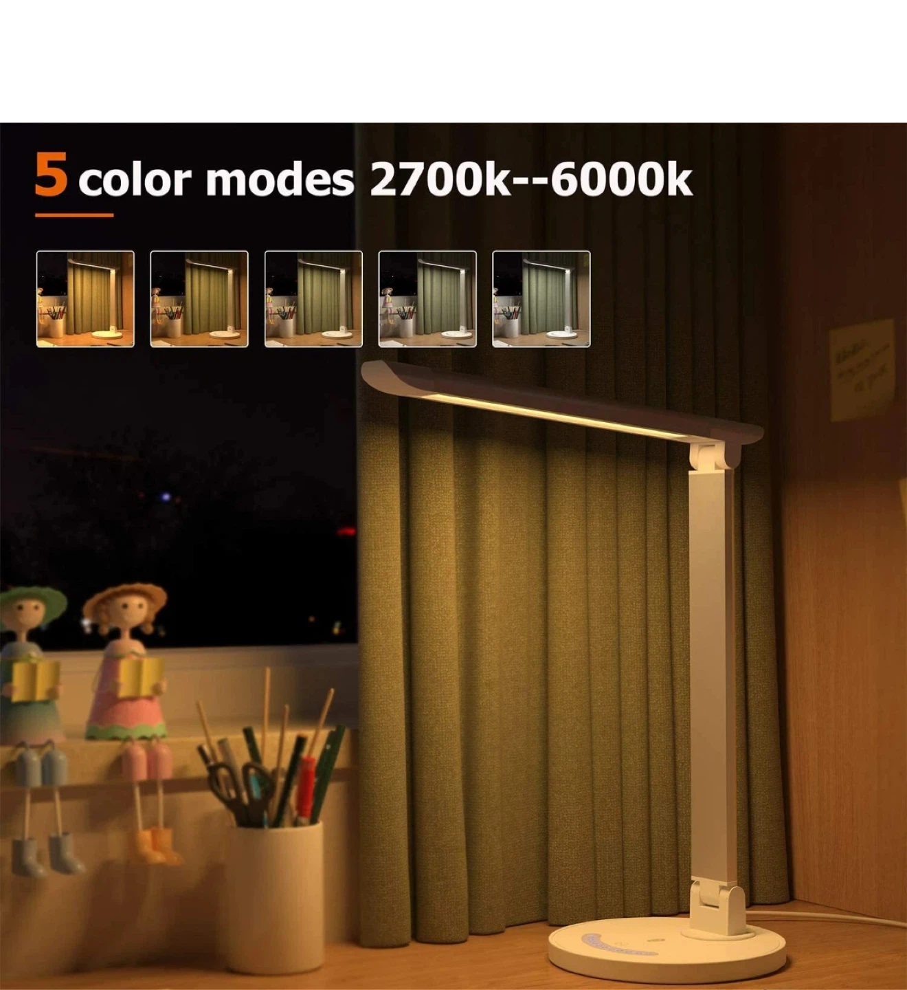 LED Desk Lamp with 5 Color Modes