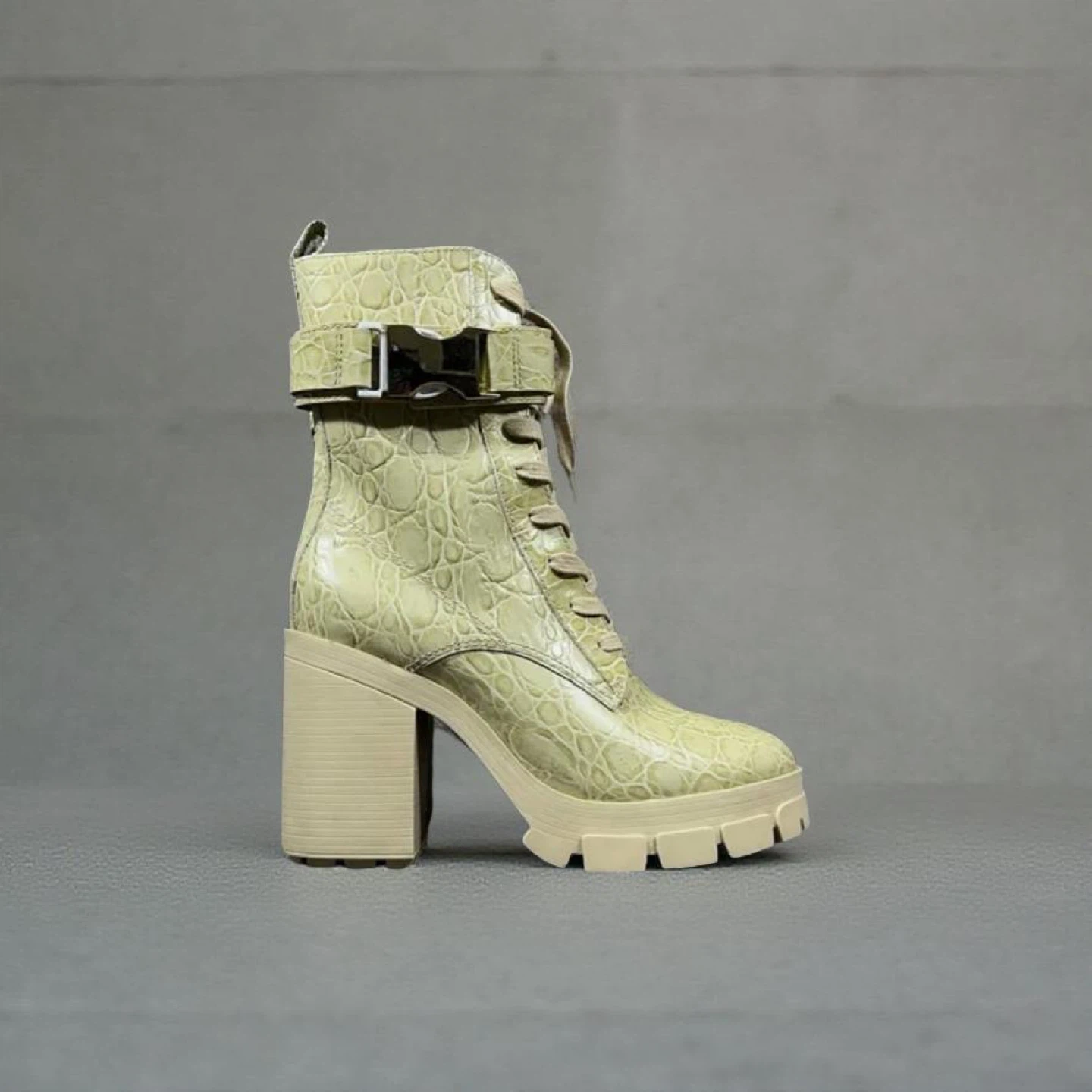 Crocodile Print Platform Heel Boots