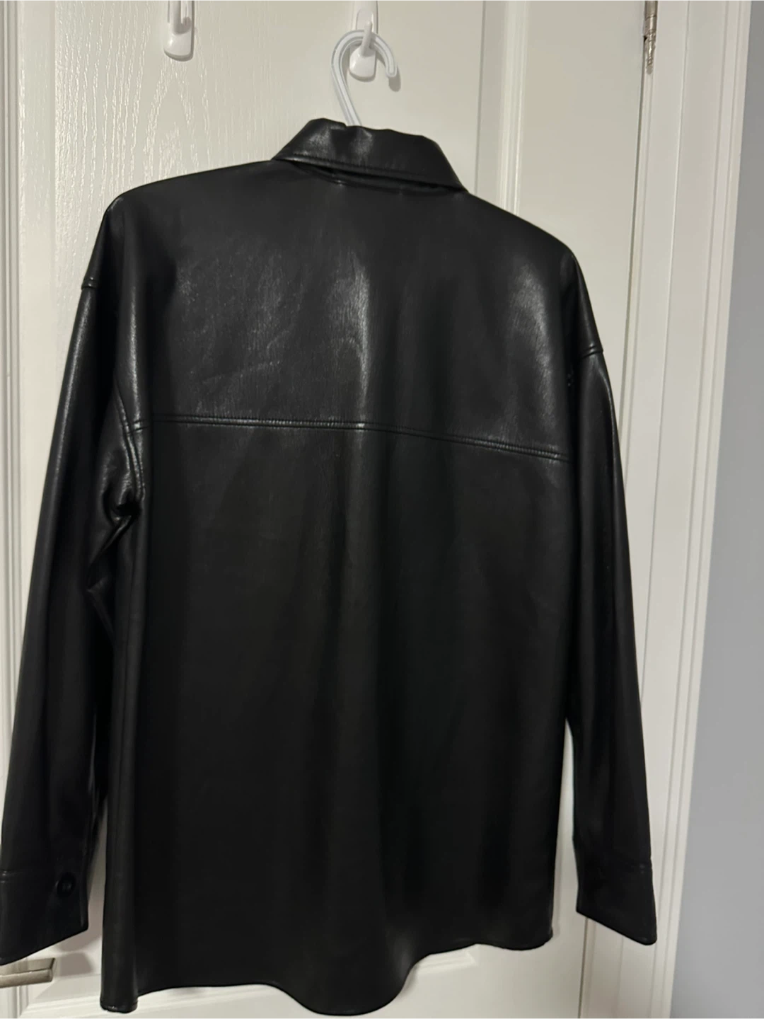 Babaton Black Vegan Leather Shirt Jacket - photo 3
