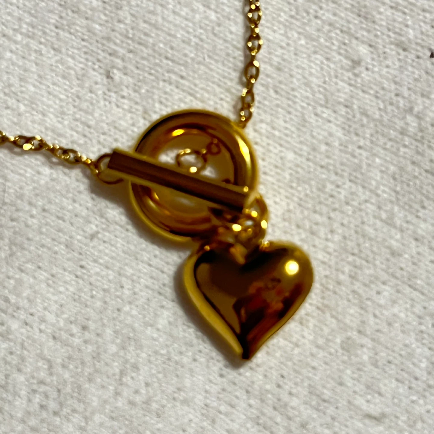 Gold Stainless Steel Heart Toggle Necklace - photo 2