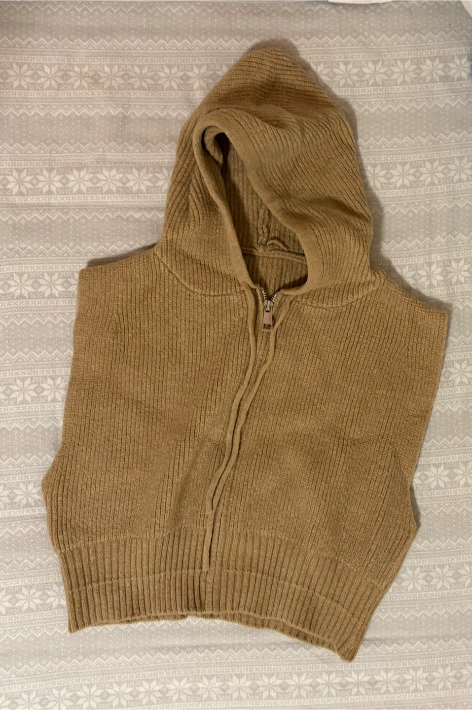Hooded Knit Vest - Brown