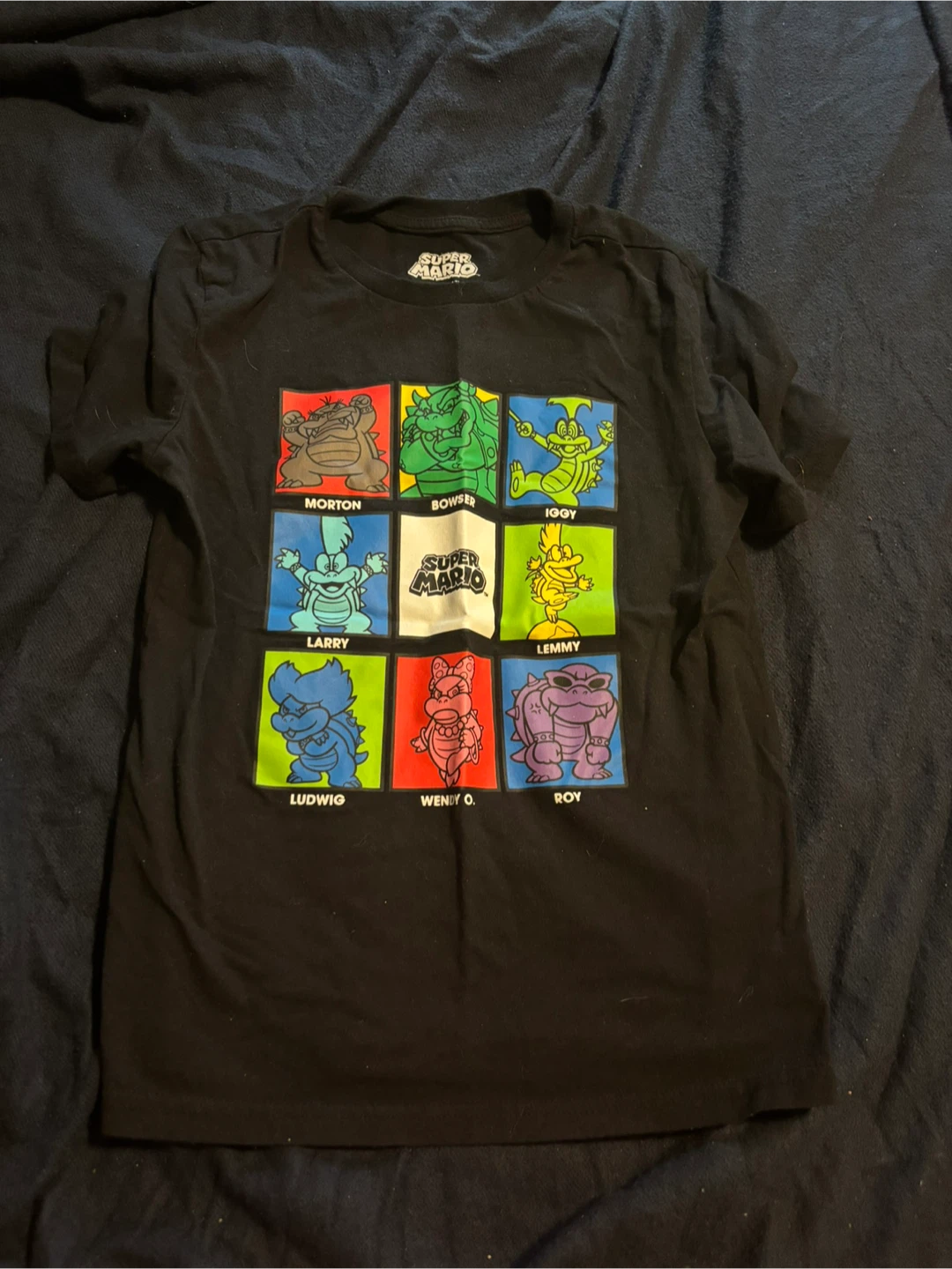 Super Mario Kids' Black T-Shirt, L (10-12)