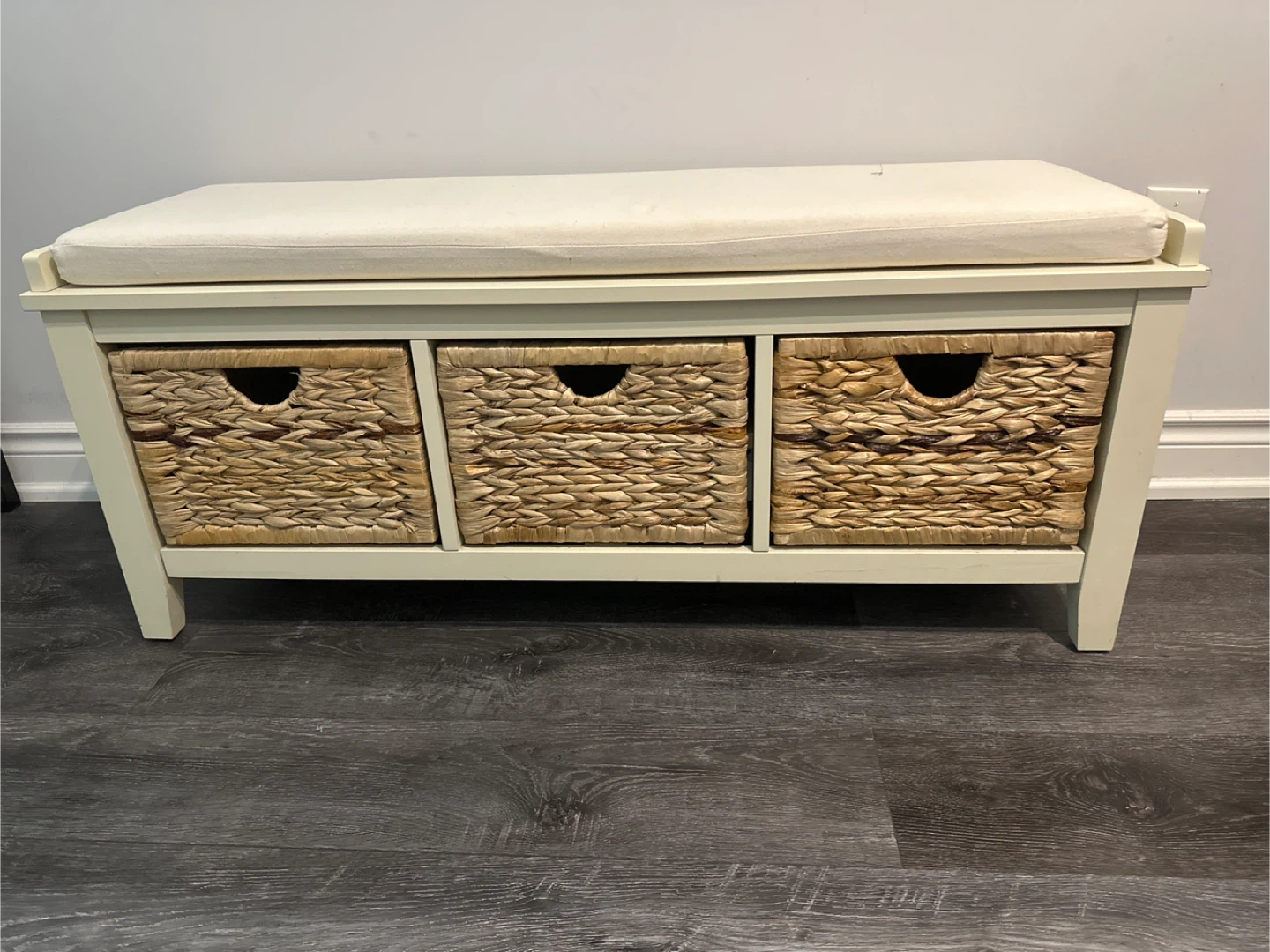 Storage Bench with Wicker Baskets
