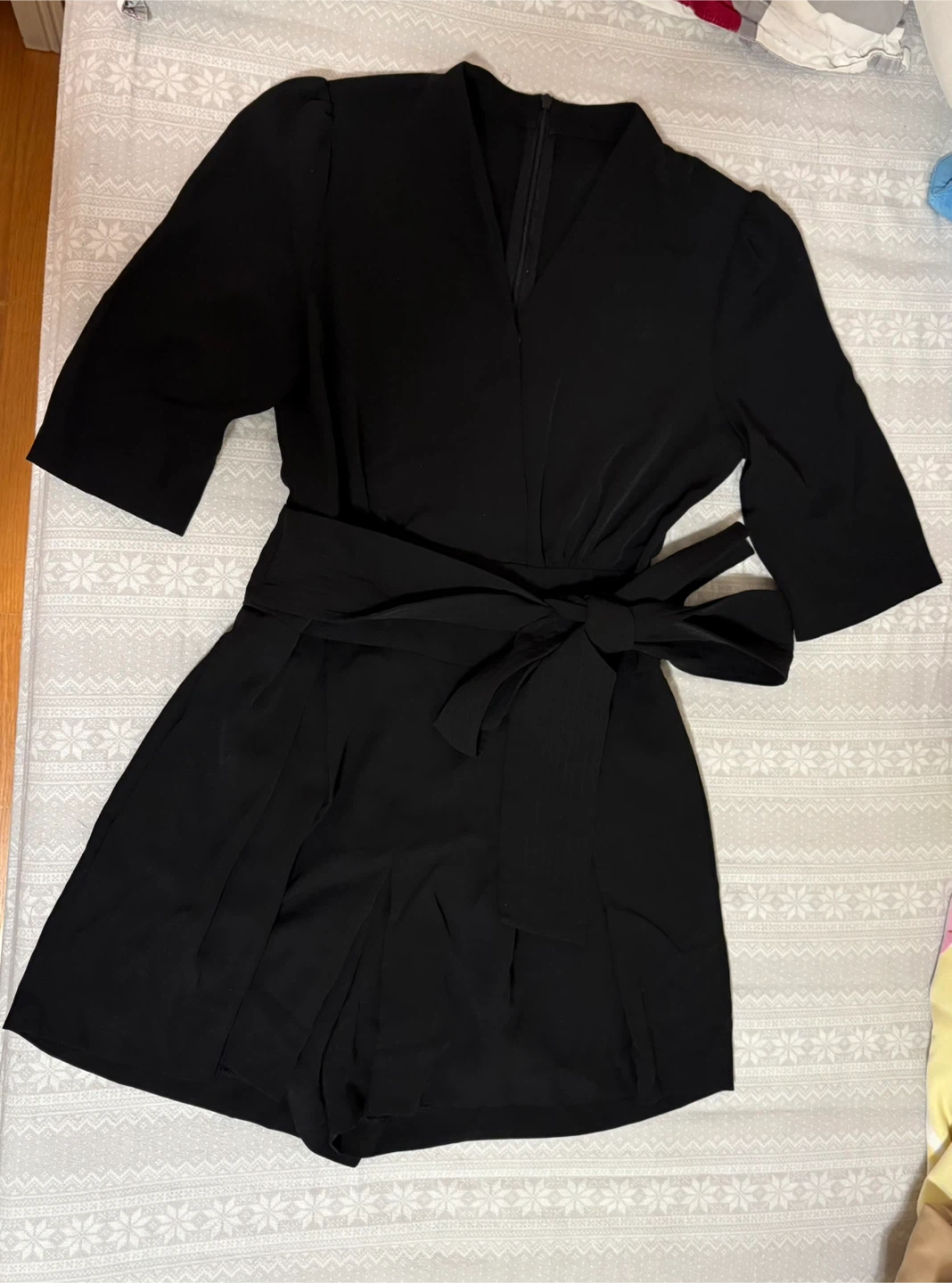 Black Romper with Tie Waist