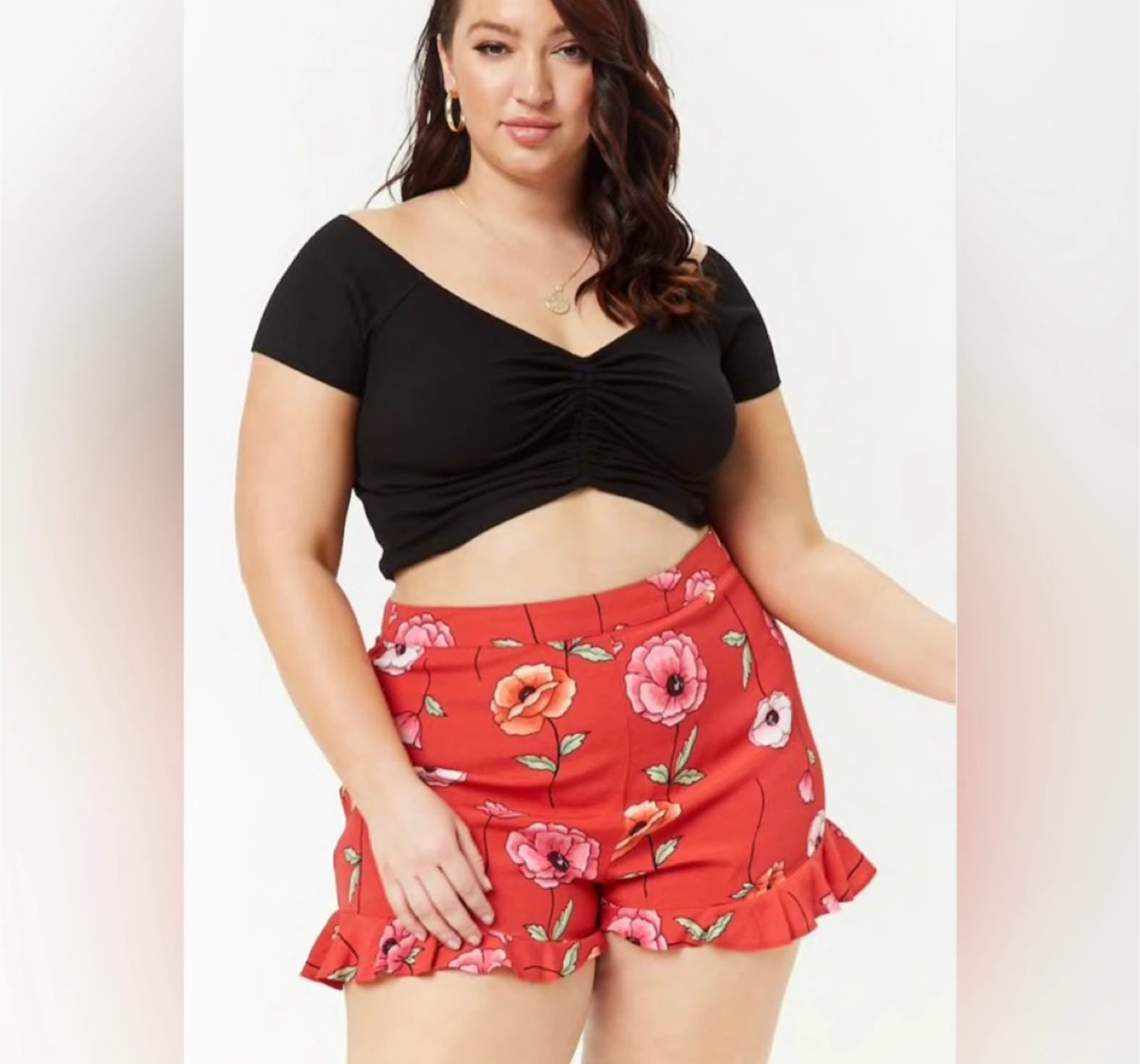 Plus size floral print shorts - photo 3