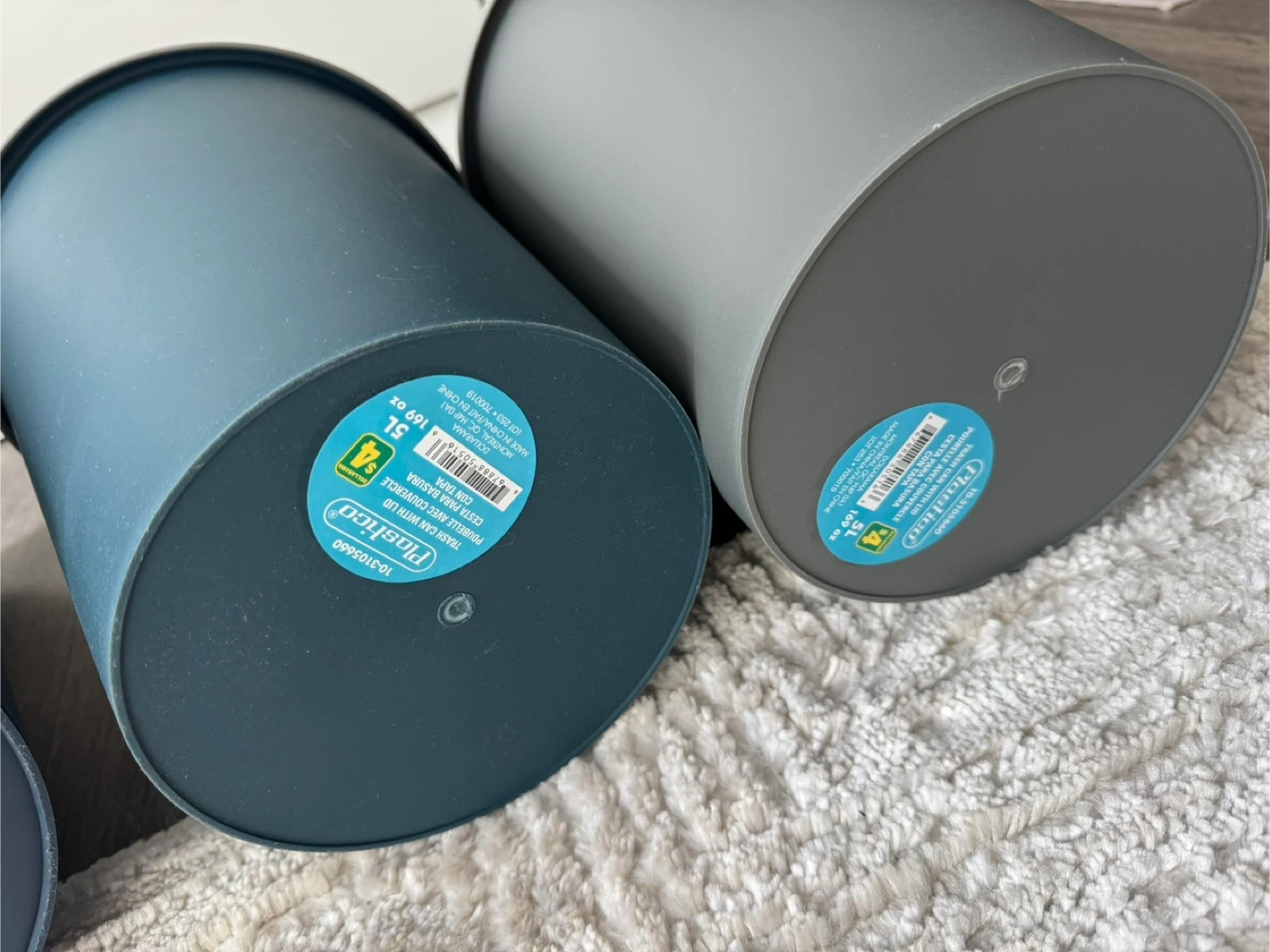 Set of 3 Blue & Grey Trash Bins - photo 3