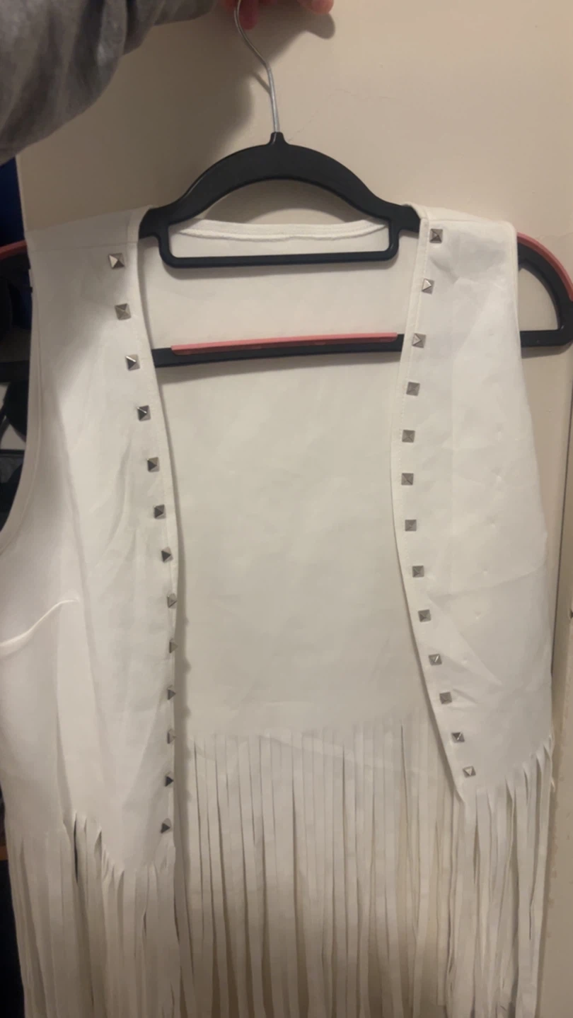 BRAND NEW White Fringe Vest with Studs - photo 2