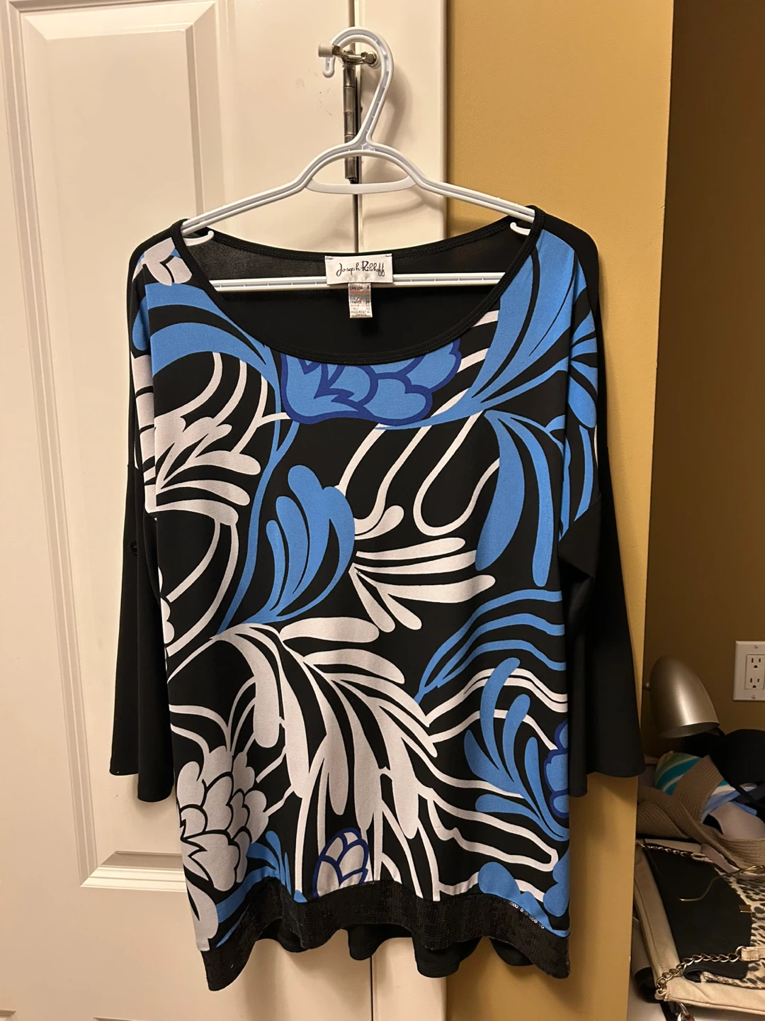 Joseph Ribkoff Black Floral Top