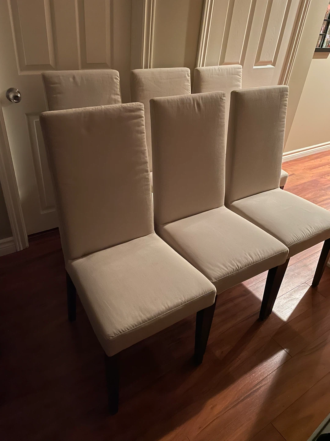 Set of 6 Dining Chairs - Beige Fabric