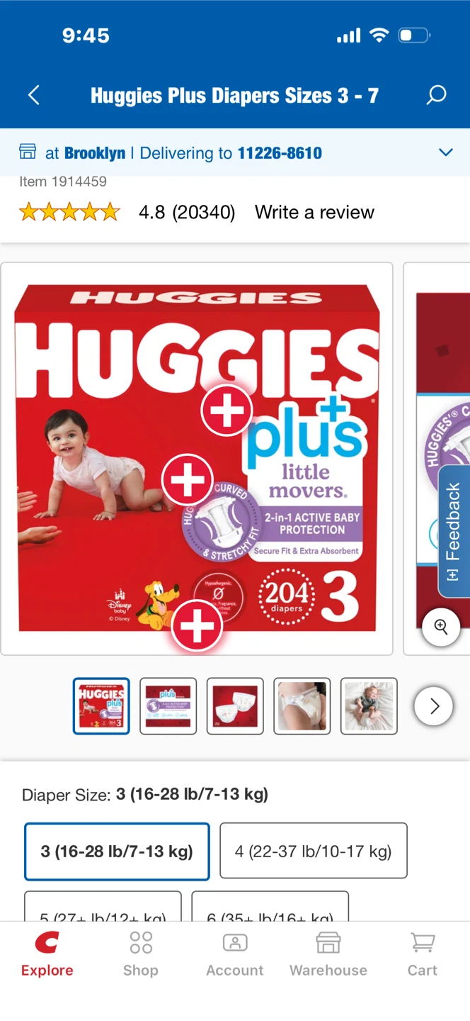 Huggies Plus Little Movers Size 3 (16-28 lb)