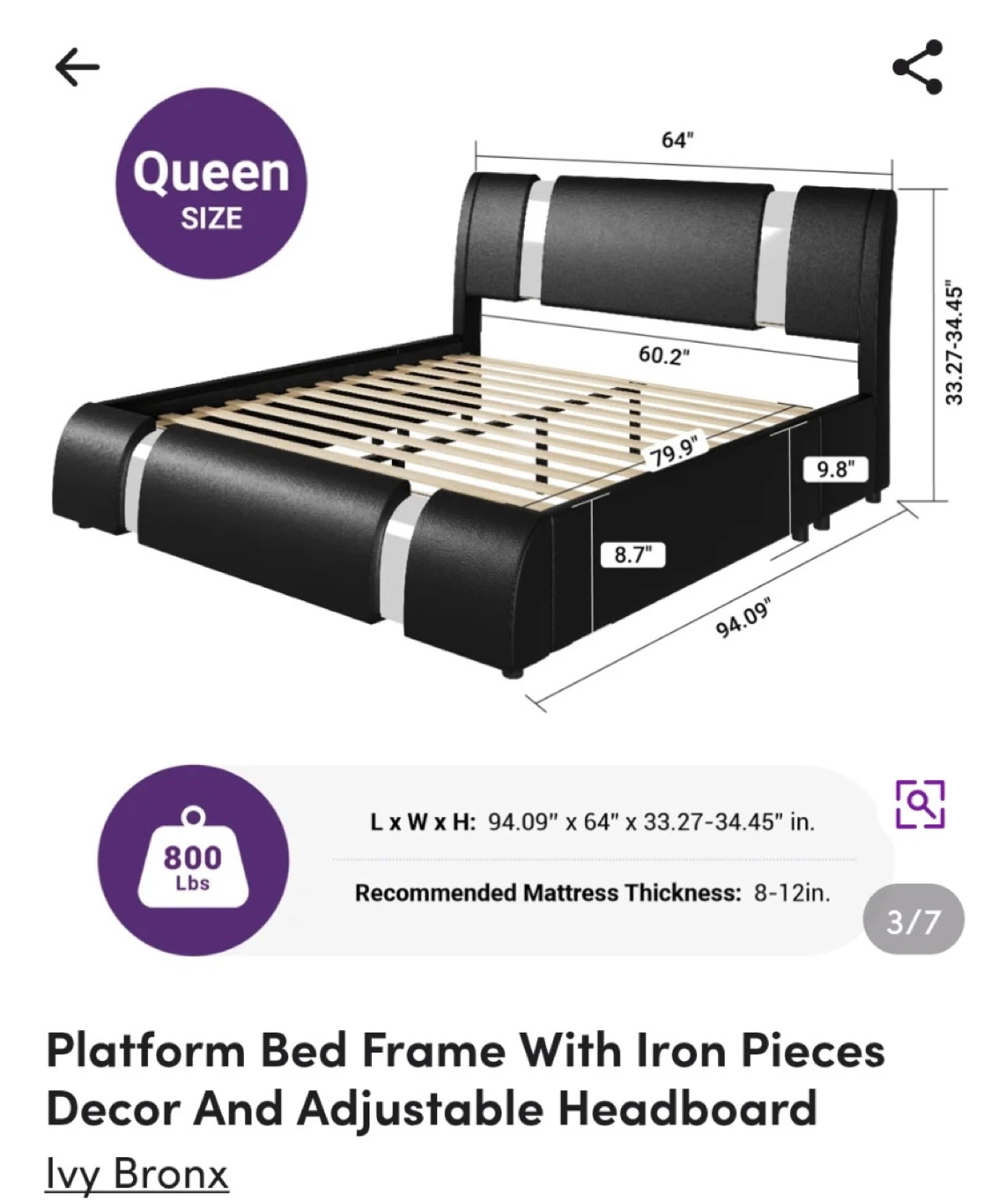 Ivy Bronx Queen Platform Bed Frame - photo 3