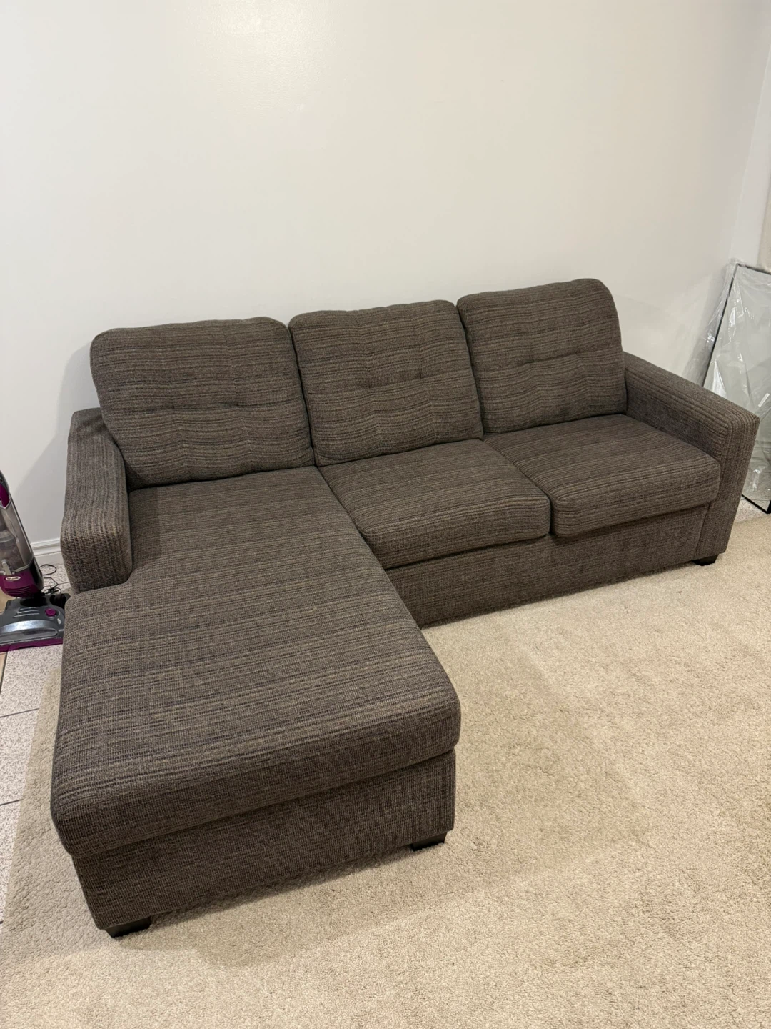 Dark Grey Sectional Sofa & Carpet