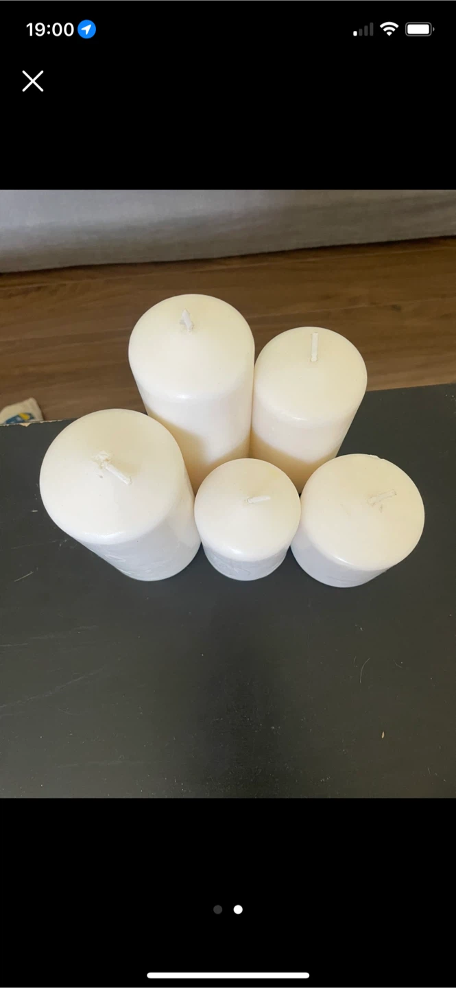 White Pillar Candles - Set of 5 - photo 2
